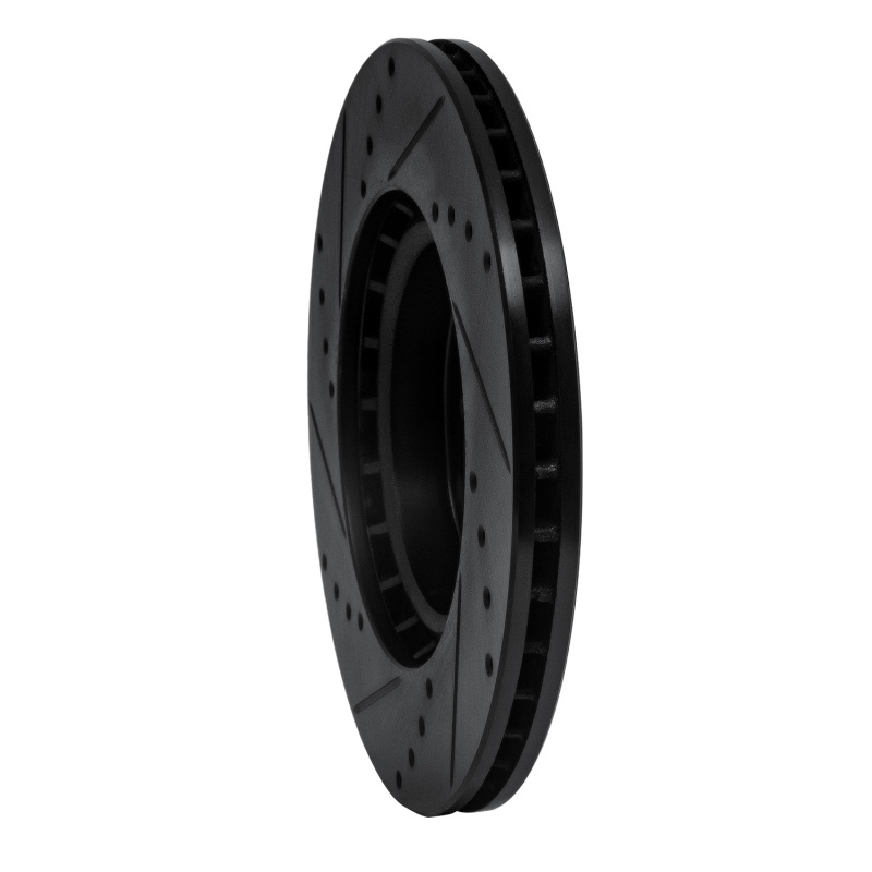 Infiniti G35 Brake Rotor (1) - Front Right - R1 Concepts - Drilled & Slotted - Black - `03-`05